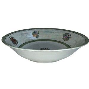 Antique Germany Bavaria Floral Flowers Green Luster Ware Decorative Serving Bowl